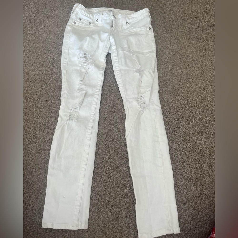 True Religion White Straight Jeans